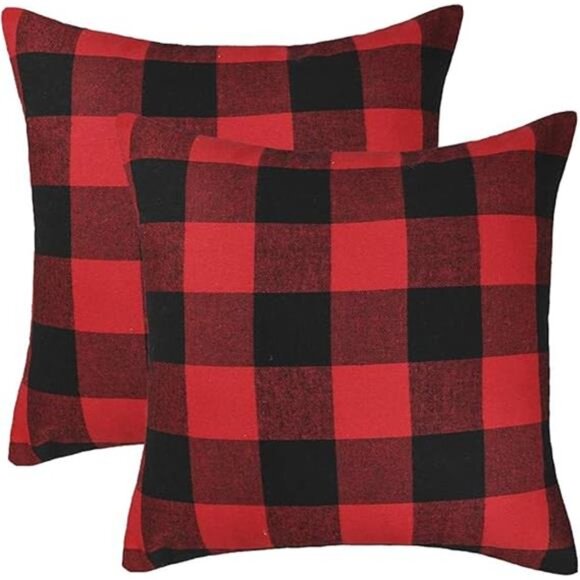 4TH Emotion Set of 2 Christmas Buffalo Check Plaid Throw Pillow Covers Cushion - Picture 7 of 7